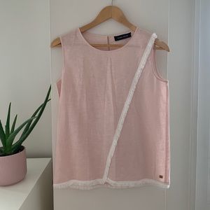 Blush Linen- fringe top